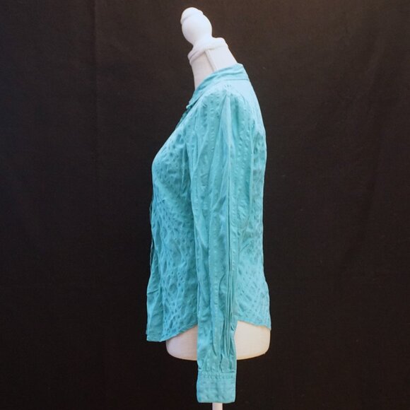 A/X Armani Exchange Teal Long Sleeve Tailored Button Up Women’s Large - Picture 5 of 8